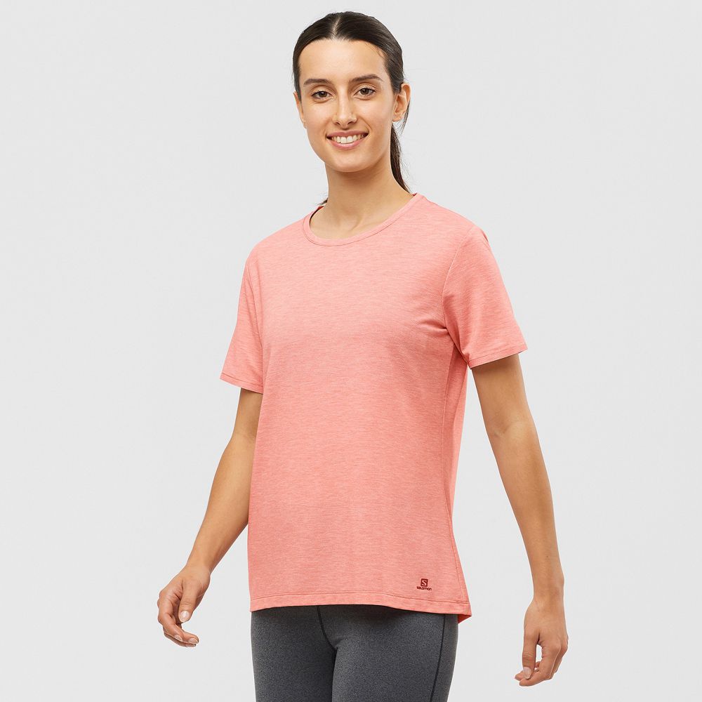 Salomon Israel ESSENTIAL TENCEL - Womens T shirts - Coral (SARO-45937)